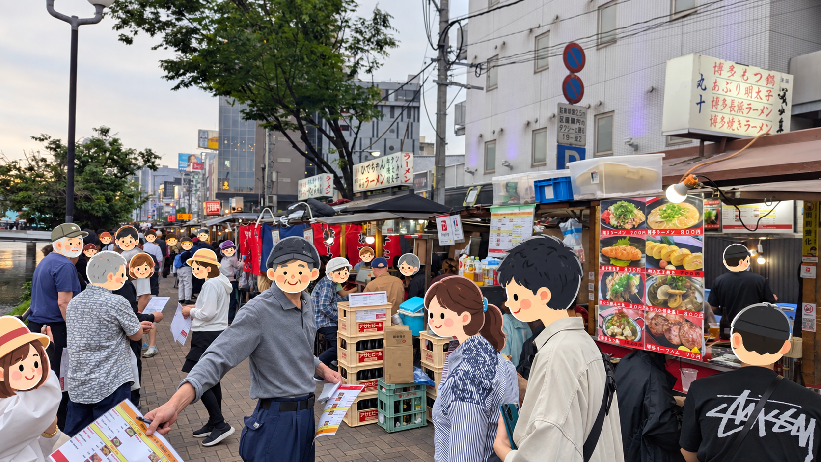 多くの人でにぎわう中洲の屋台街